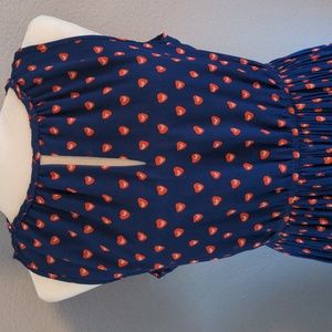 Maison Jules Love Heart Pleated Navy and Red Dress